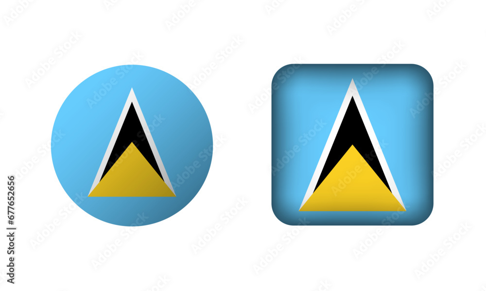 Flat Square and Circle Saint Lucia Flag Icons Flat Square and Circle Saint Lucia Flag Icons