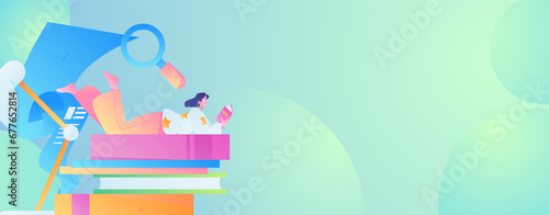 Education learning people flat vector concept hand drawn illustration
