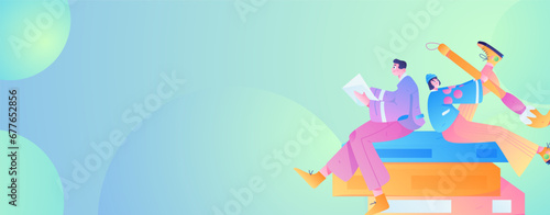 Education learning people flat vector concept hand drawn illustration
