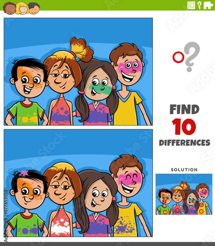 differences activity with cartoon children characters