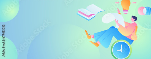 Education learning people flat vector concept hand drawn illustration
