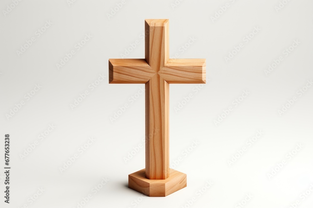 wooden cross on a white