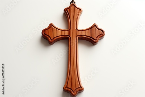 wooden cross on a white