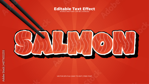 Red and white salmon 3d editable text effect - font style