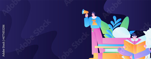 Education learning people flat vector concept hand drawn illustration
