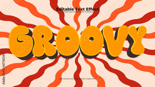 Orange red and beige groovy 3d editable text effect - font style