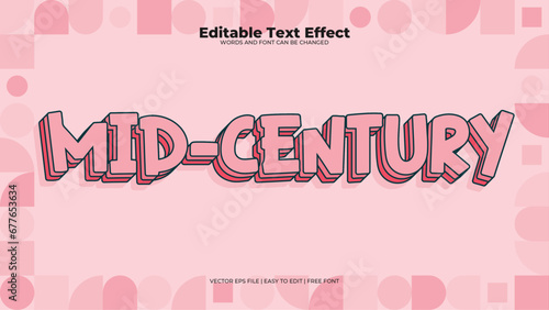 Pink mid century 3d editable text effect - font style
