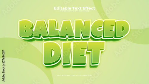 Green and white balanced diet 3d editable text effect - font style photo