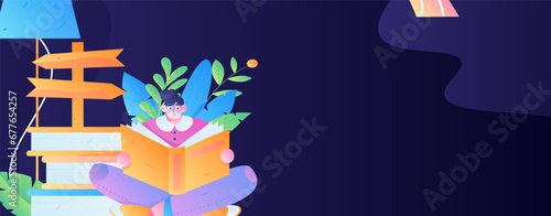 Education learning people flat vector concept hand drawn illustration
