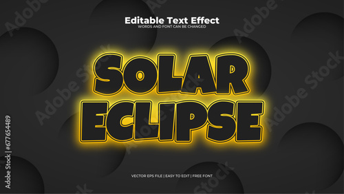 Black and yellow solar eclipse 3d editable text effect - font style