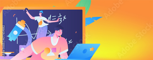 Education learning people flat vector concept hand drawn illustration
