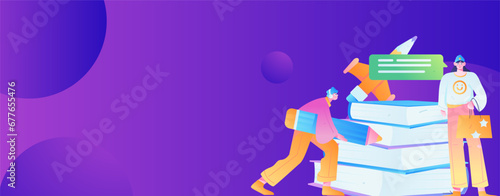 Education learning people flat vector concept hand drawn illustration
