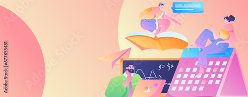 Education learning people flat vector concept hand drawn illustration
