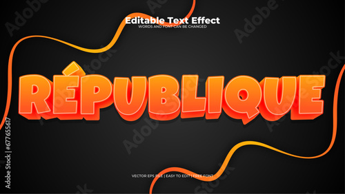 Orange and black republique 3d editable text effect - font style photo