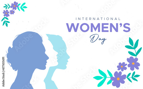 International women's day celebration vector design. featuring illustrations of women and flowers.
women's day, gender equality.