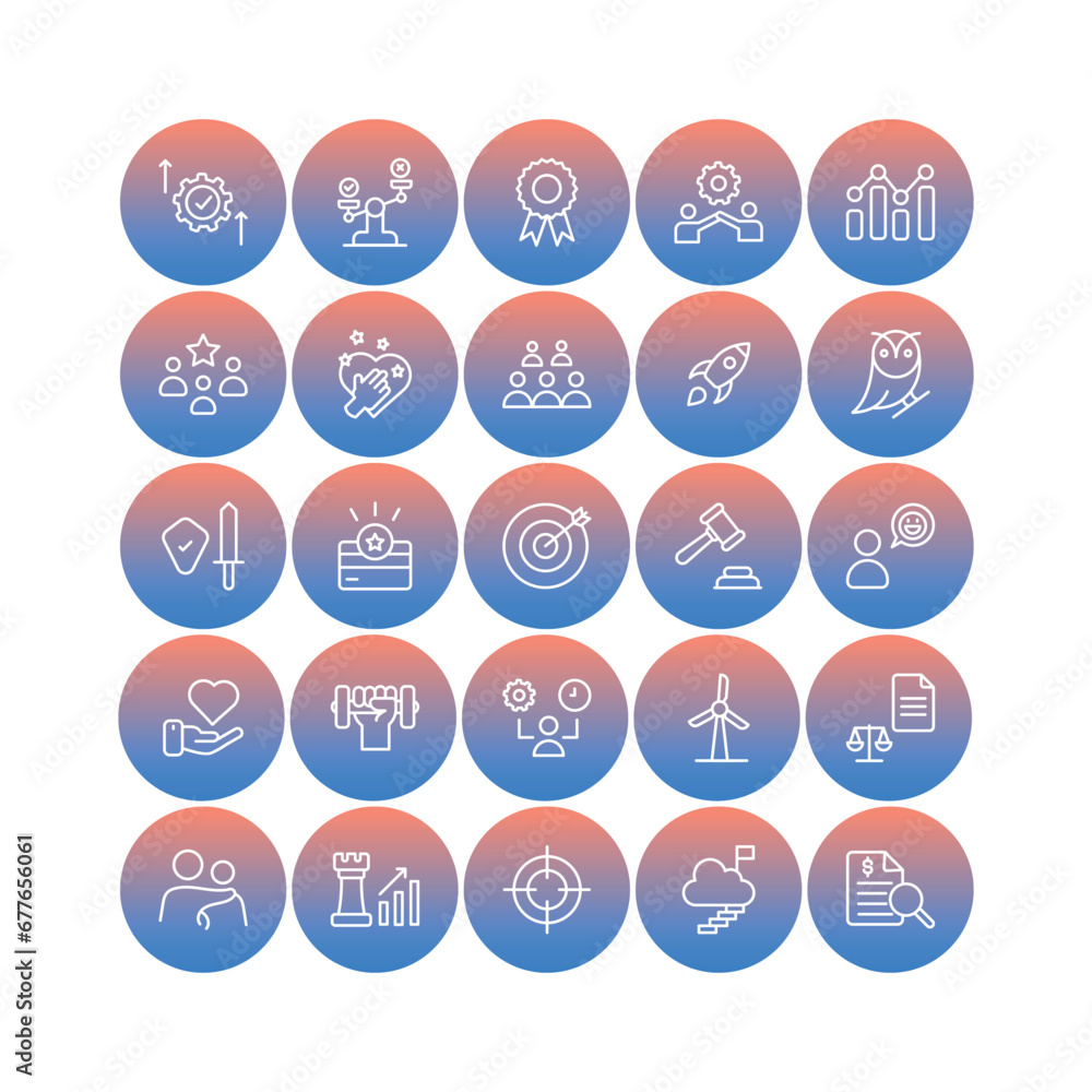 Core Value icons set isolate white background vector stock illustration. Core Value icons set isolate white background vector stock illustration.