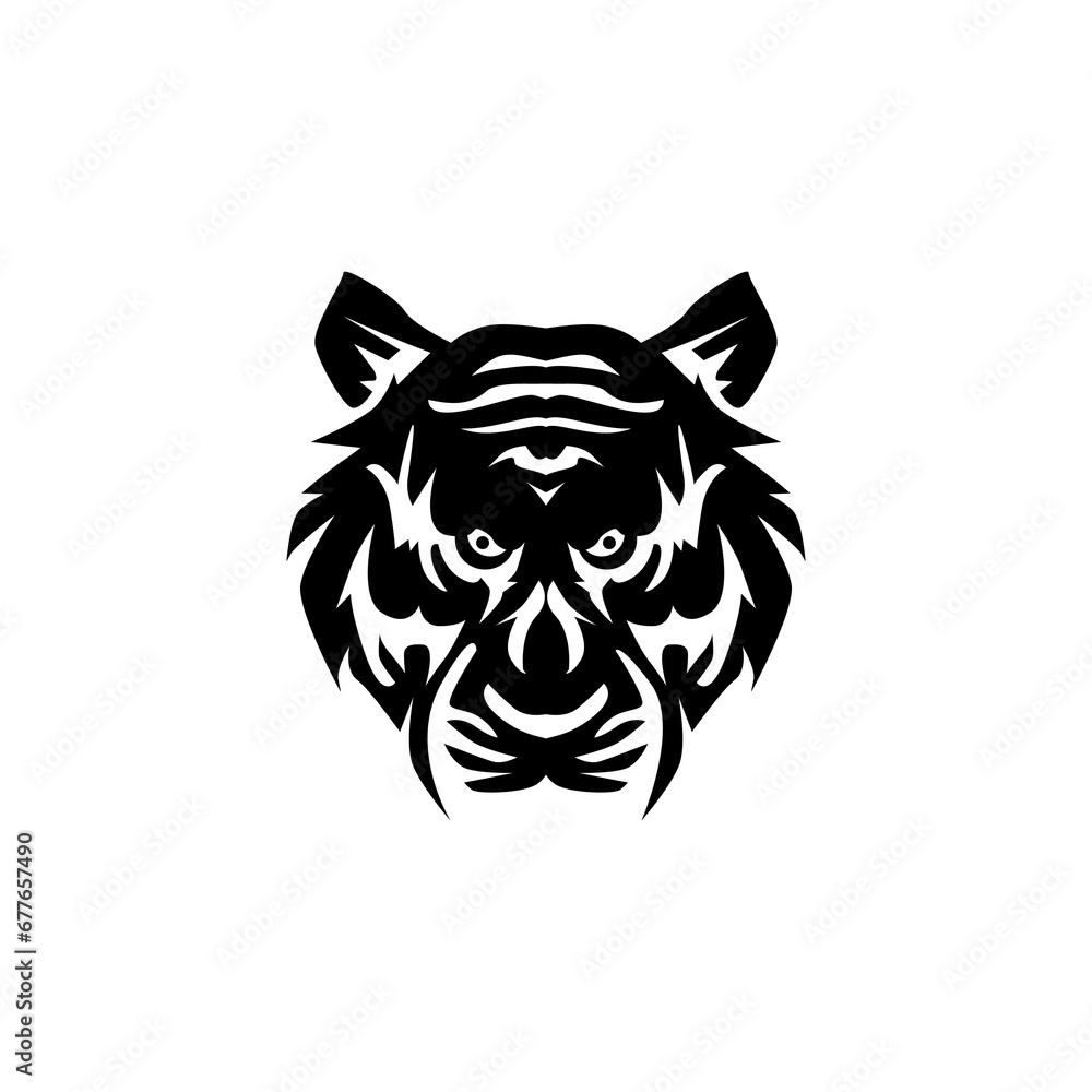 The tiger icon is black on a white background. The tiger icon is black on a white background.