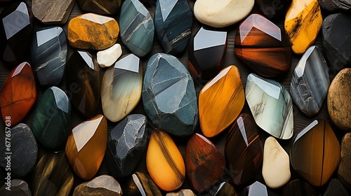 Earth's Palette: An Array of Polished Gemstones Showcasing Nature's Stunning Geometric Beauty photo