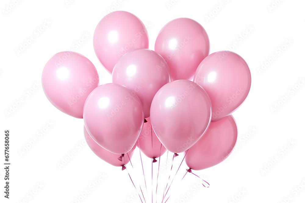 Bunch of pink balloon  isolated on white background