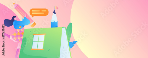 Education learning people flat vector concept hand drawn illustration
