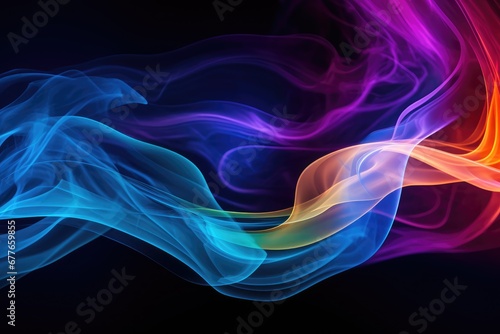 Abstract colorful smoke on isolated black background.
