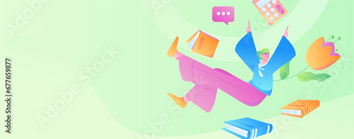 Education learning people flat vector concept hand drawn illustration
