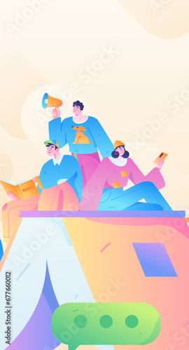 Education learning people flat vector concept hand drawn illustration
