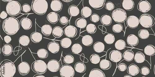 Botanical pattern illustration floral graphic. Seamless pattern abstract rowan twigs. Vector illustration.
