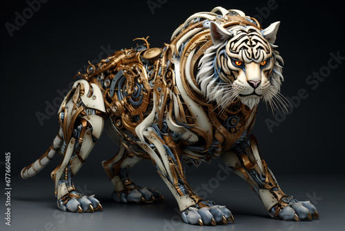 Hyperdetailed Paper Art Cyborg Robot Tiger Figure © Burin
