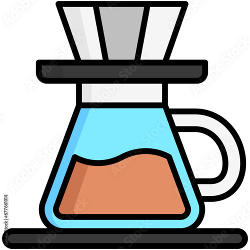dripper coffee color line icon