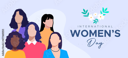 International women's day celebration vector design. featuring illustrations of women and flowers.
women's day, gender equality.