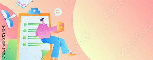 Education learning people flat vector concept hand drawn illustration
