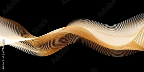 abstract line art wavy flowing dynamic gold isolated on white background in concept luxury, wave, wind, ocean, Generative AI