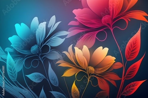 Colorful flowers on a gradient background