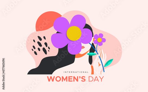 International women's day celebration vector design. featuring illustrations of women and flowers.
women's day, gender equality.