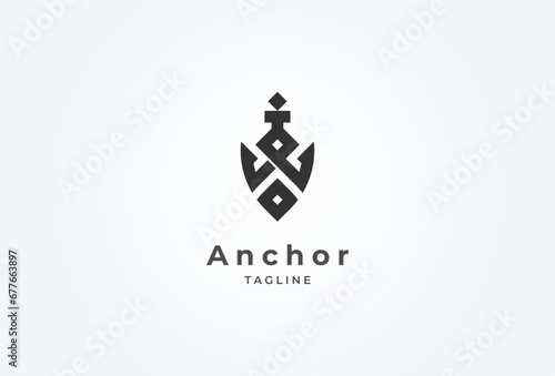 Initial W Anchor logo design. letter W with anchor combination. flat design logo template. vector illustration
