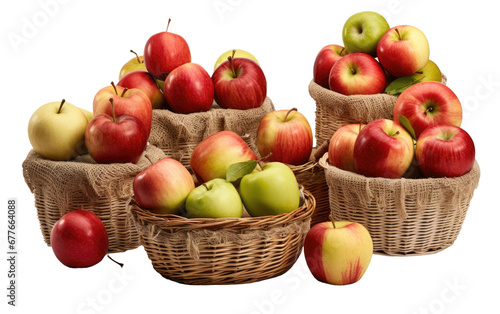 Apples in Various Baskets On Isolated Background