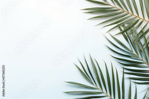 White Elegance A Serene Flat Lay of Isolated Palm Branches