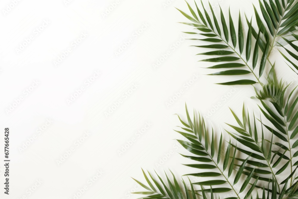 White Elegance A Serene Flat Lay of Isolated Palm Branches White Elegance A Serene Flat Lay of Isolated Palm Branches