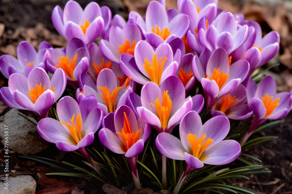 Gorgeous lavender Saffron Crocus blooms