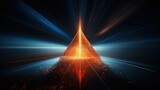 abstract background with red pyramid in space, 3d render illustration. 