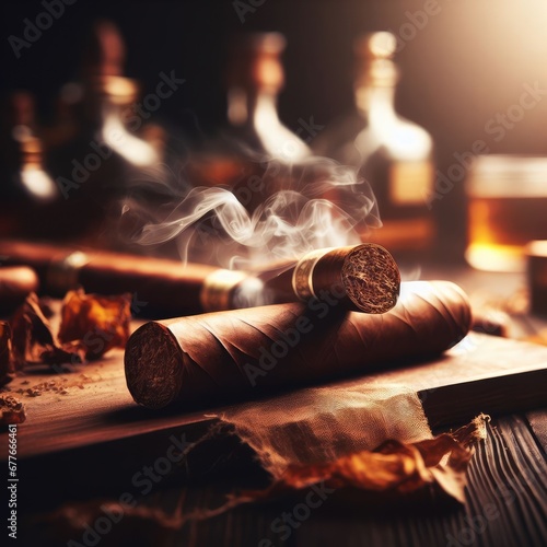 smoking cigar with smoke