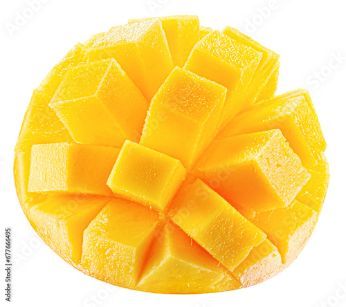 tasty mango slices isolated on the white background. Clipping path