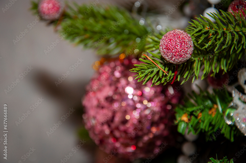 Happy New Year. Christmas shopping sale. Xmas tree decoration. Santa Claus. Decorated Christmas tree. Christmas composition. Decorations at fireplace with lights. New Year holiday Happy New Year. Christmas shopping sale. Xmas tree decoration. Santa Claus. Decorated Christmas tree. Christmas composition. Decorations at fireplace with lights. New Year holiday