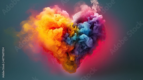 a heart shape made up of colorful smoke