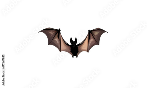bat in mid-flight with a wing flap, presented in isolation against a transparent background. Created using