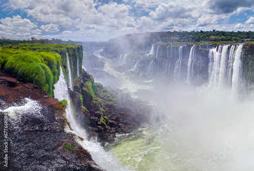View of Iguazu Falls, waterfalls of the Iguazu River on Brazilian state of Paraná, Brazil. photo