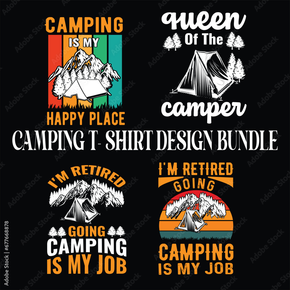  Camping t- shirt design bundle 