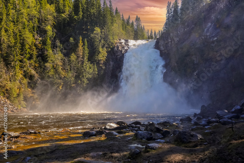 Waterfall Storfoss at the river Homla