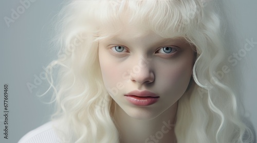 Portrait of Beauty image of an albino girl posing in studio